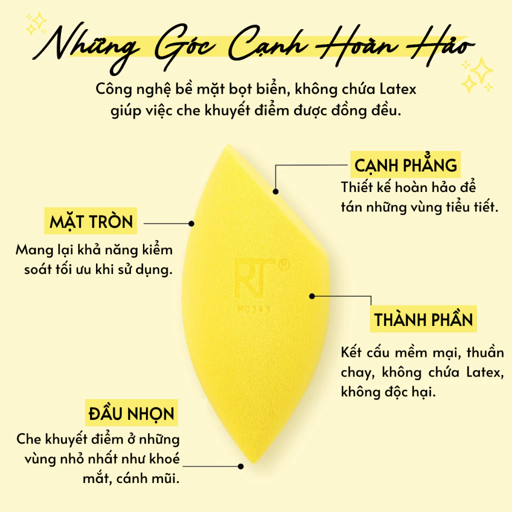 Bộ 2 Miếng Mút Che Khuyết Điểm RT Real Techniques Miracle Concealer Sponge Duo 0093